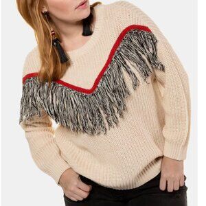 Fringe Front Rib Knit Oversized Fit Tassel Hipster Hippie Boho Bohemian Sweater